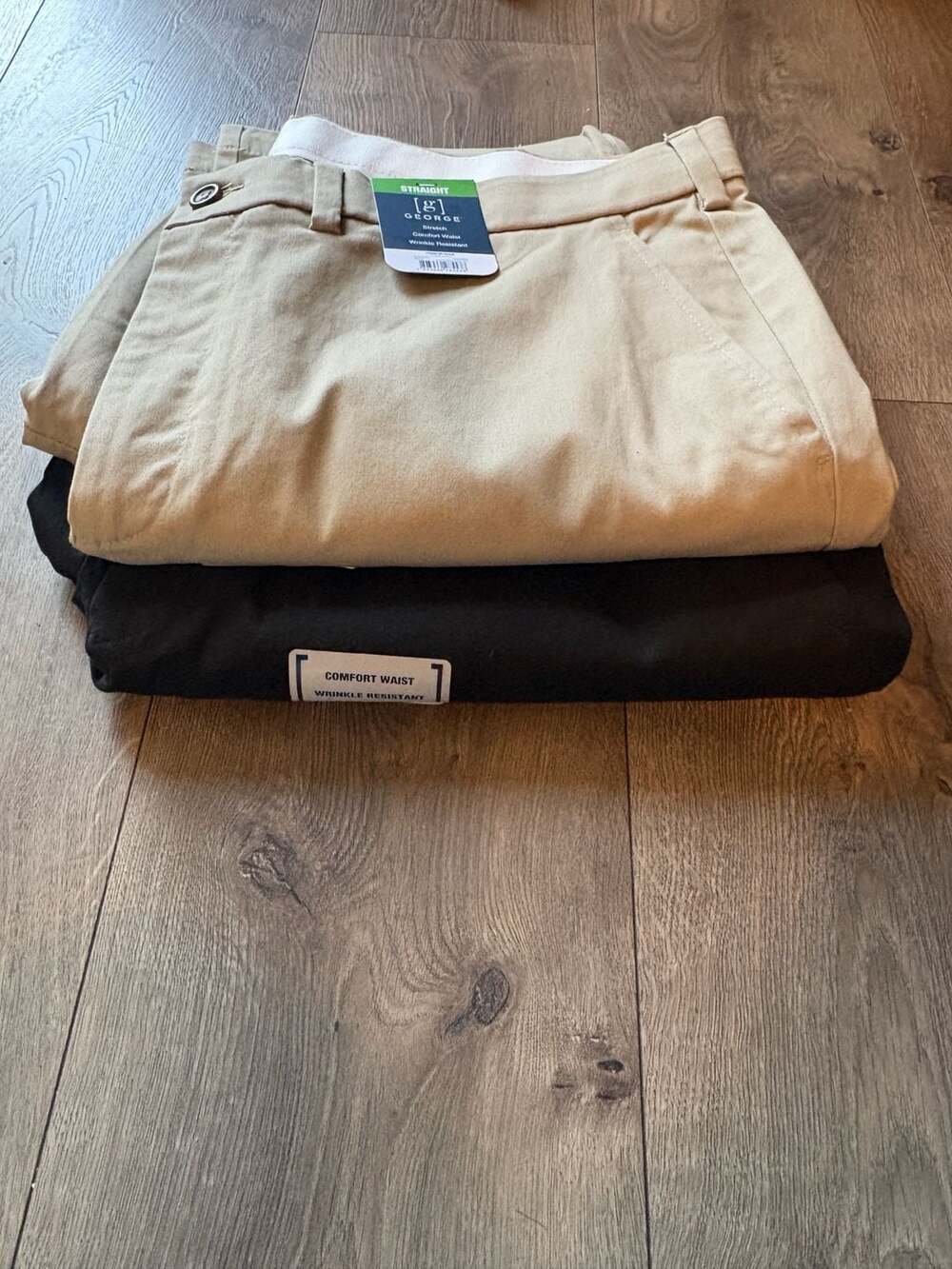George Straight Stretch Pants Size 40x32 Lot of 2 Khaki and Black NWT